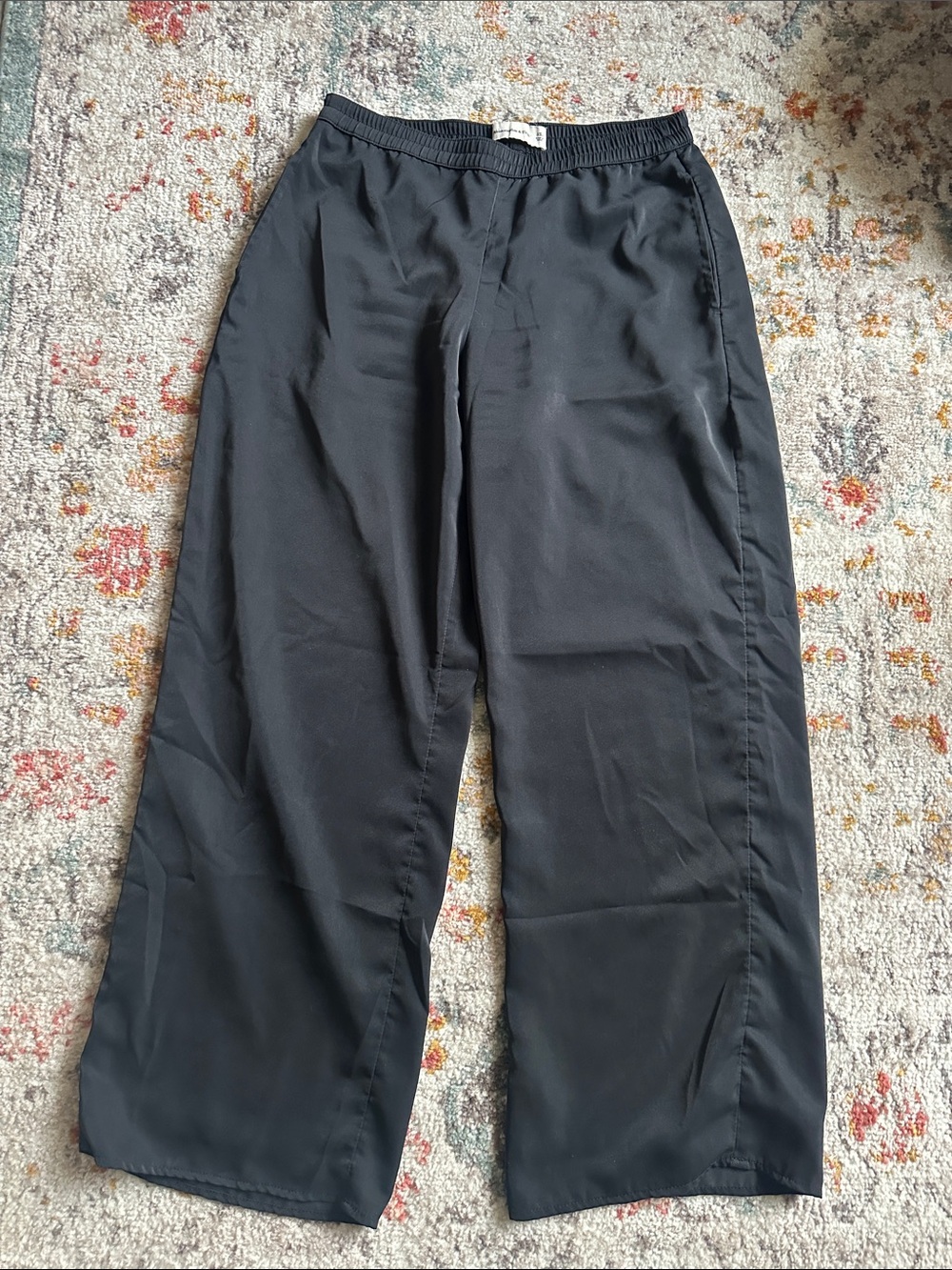 Abercrombie & Fitch Black Wide-Leg Track Pants